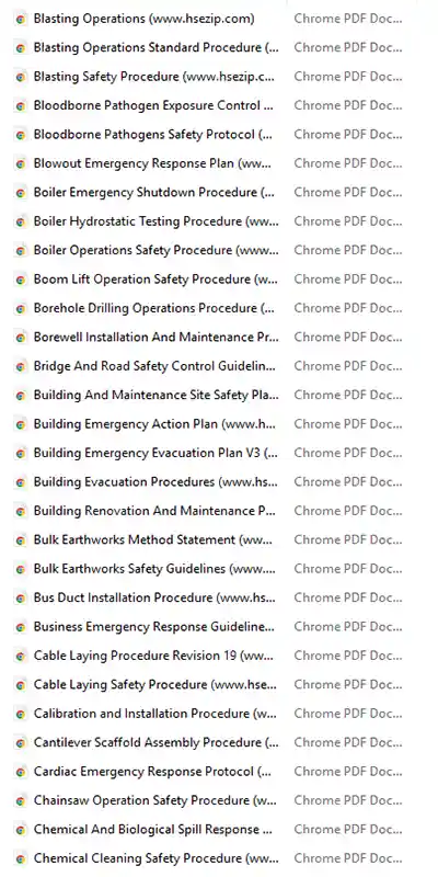 SOPs, Manuals and Plans screenshot